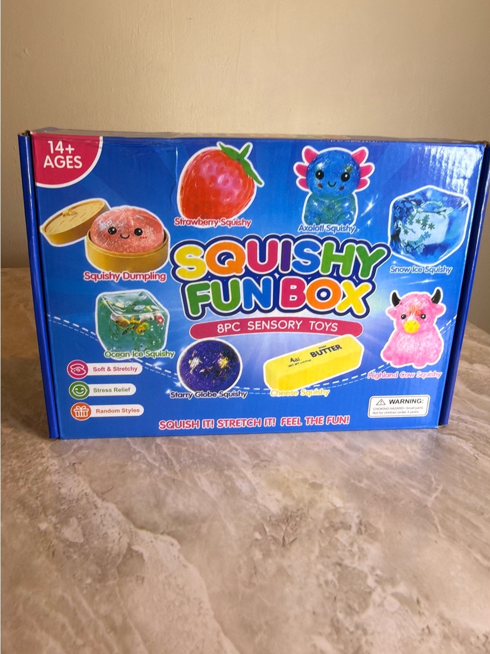 Squishy Fun Box 8Pc Sensory Toys - Blue